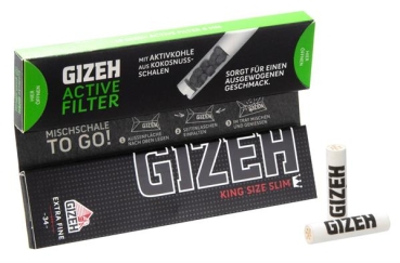 Gizeh BLACK King Size Slim Papers + Aktivkohlefilter
